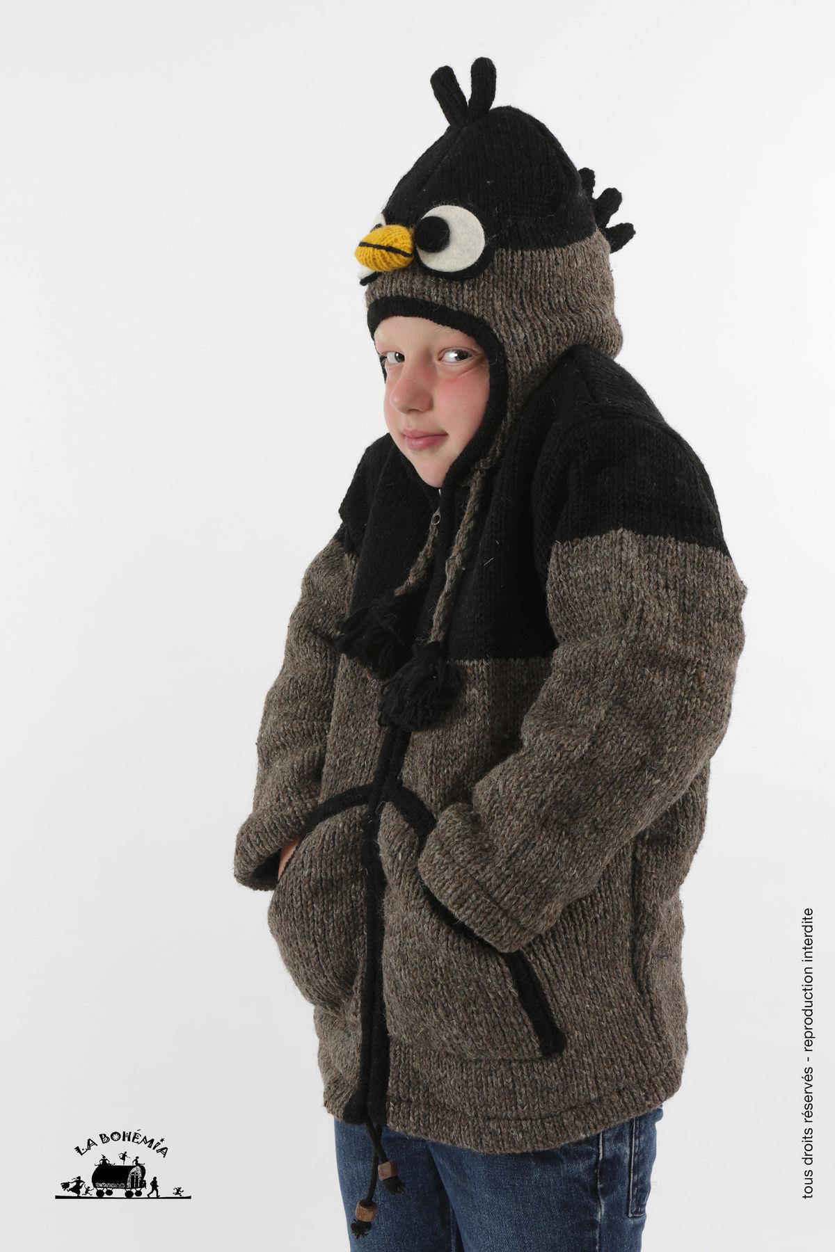 Veste ethnique enfant laine Oiseau