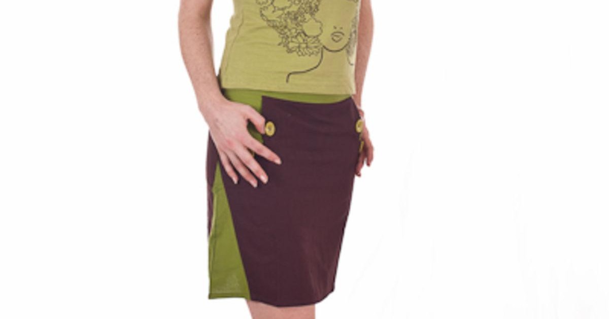 Jupe Ethnique Femme ISAN - Tissée Main En Thaïlande - Coton Rouge/bleu - Tailles XL/L/M - Neuve