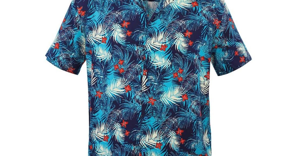 Chemise Hawaïenne Caribbean Joe – Homme XL – Bleu Tropical – Rayonne