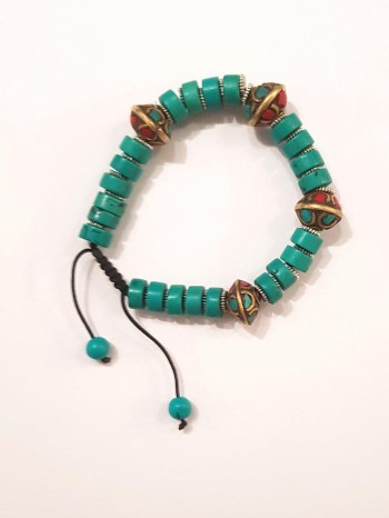 Bracelet perles turquoise et perles ethniques