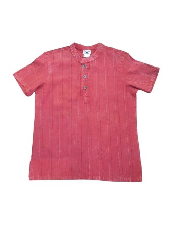 Chemise rouge à rayures délavée