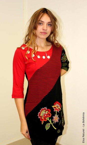 Robe tunique ethnique en coton
