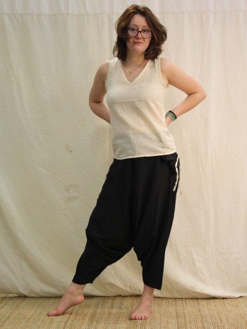 Pantalon noir style sarouel en coton bio
