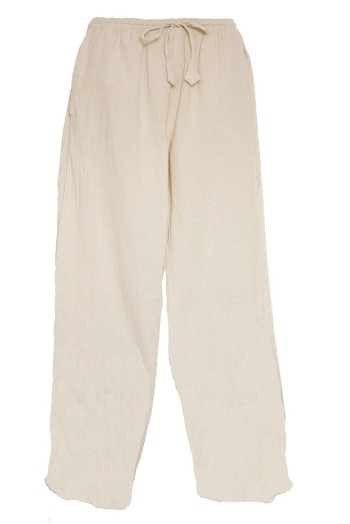 Pantalon ethnique coton écru beige