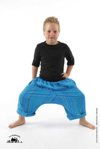 Pantalon large enfant bleu