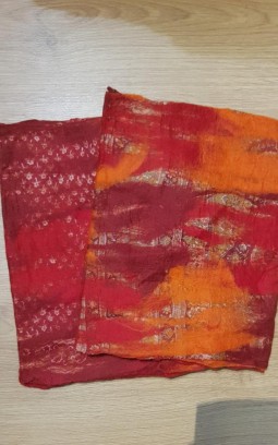 Echarpe en feutre et soie sari recyclé couleurs automne