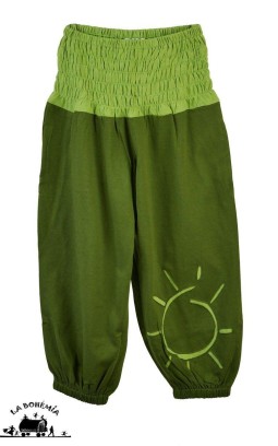 Pantalon enfant bouffant vert soleil