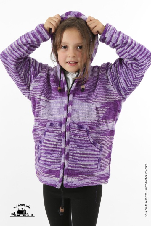 Veste enfant en laine doublée polaire colorée