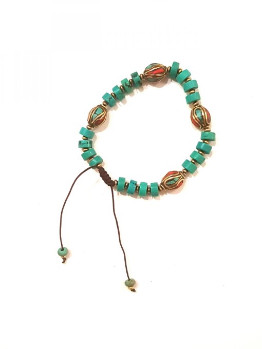 Bracelet perles turquoise et perles allongées