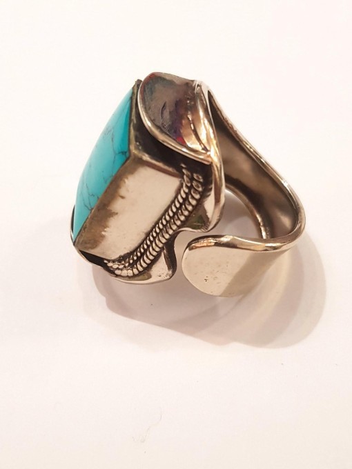 Grande bague rectangle turquoise