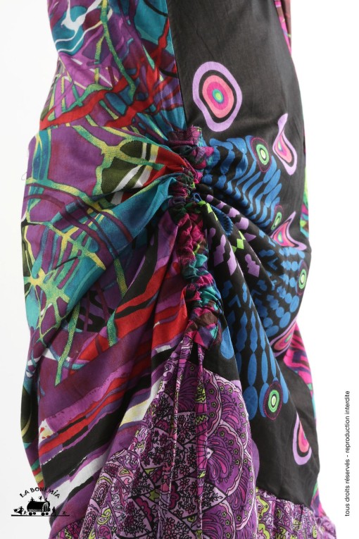 Robe longue en coton imprimé violet