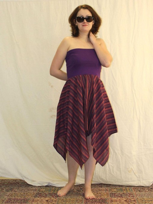 Jupe ou robe bustier violette déstucturée