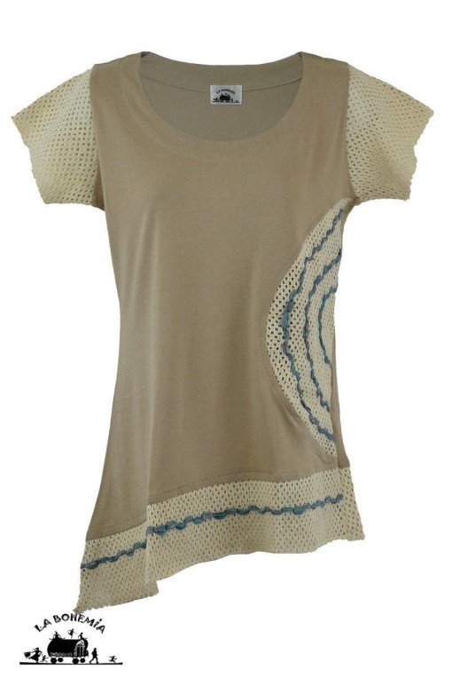 Tee-shirt original crochet et ruban