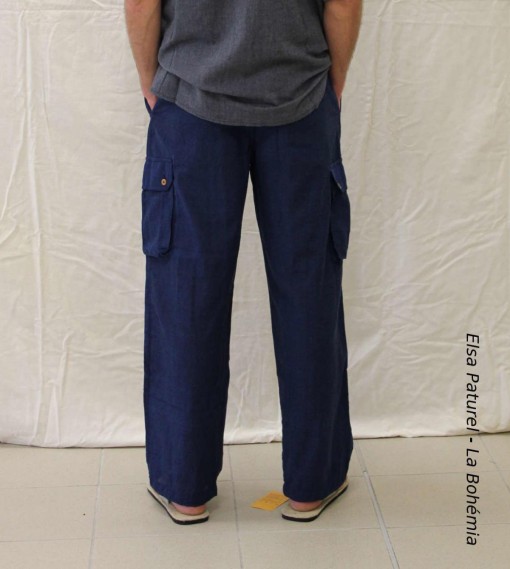 Pantalon bleu style cargo