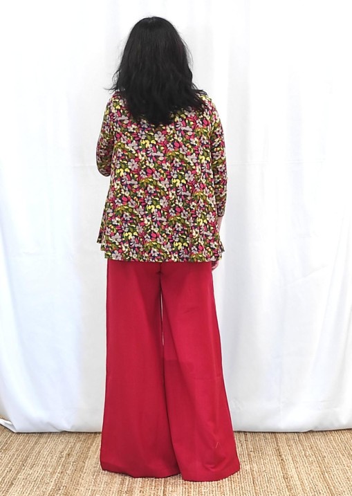 Pantalon jupe culotte rouge en coton