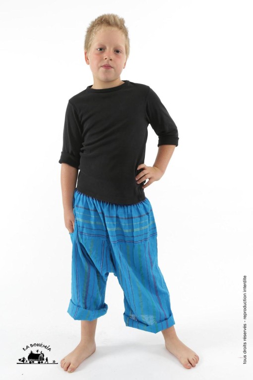 CHIC-CHIC Pantalon Sarouel Enfant Unisexe de 3 ans à 8 ans Pantalon Bouffant Evolutif à Motif Imprimé Eléphant Style Thaï Bohème
