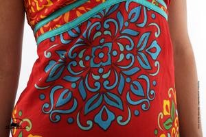 Robe ethnique imprimé coton rouge