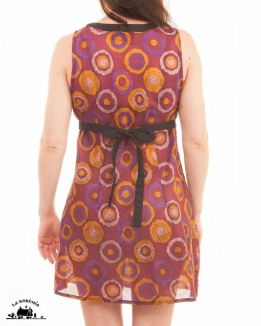 Robe imprimé coton bordeaux 