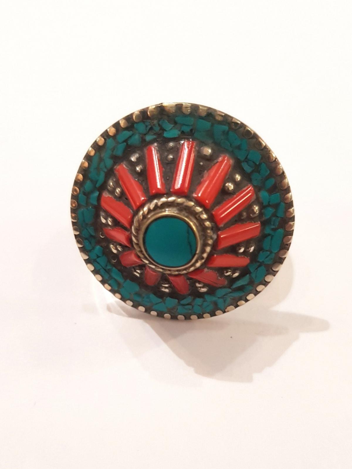 Grande bague soleil turquoise