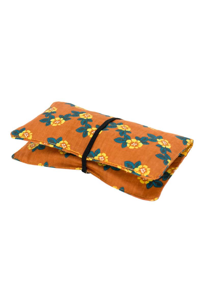 Blague à tabac orange à fleurs