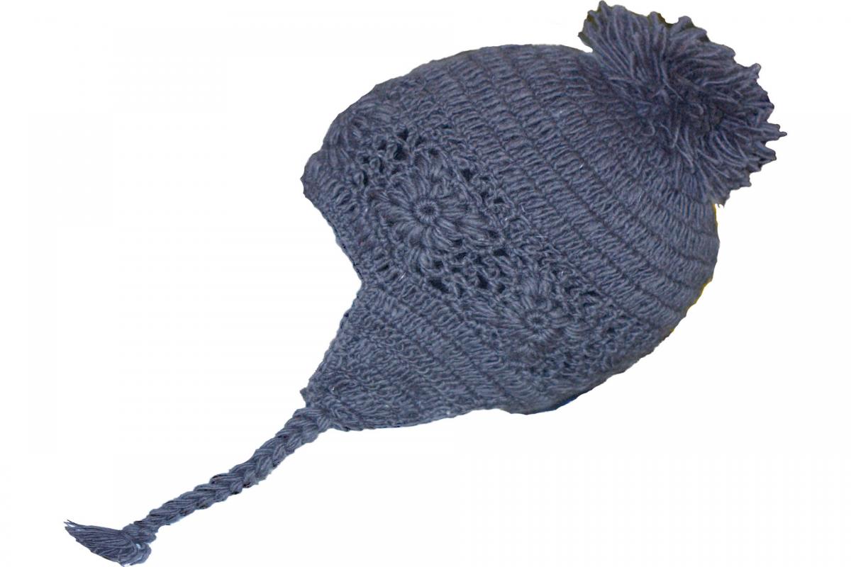 Bonnet péruvien pompon gris