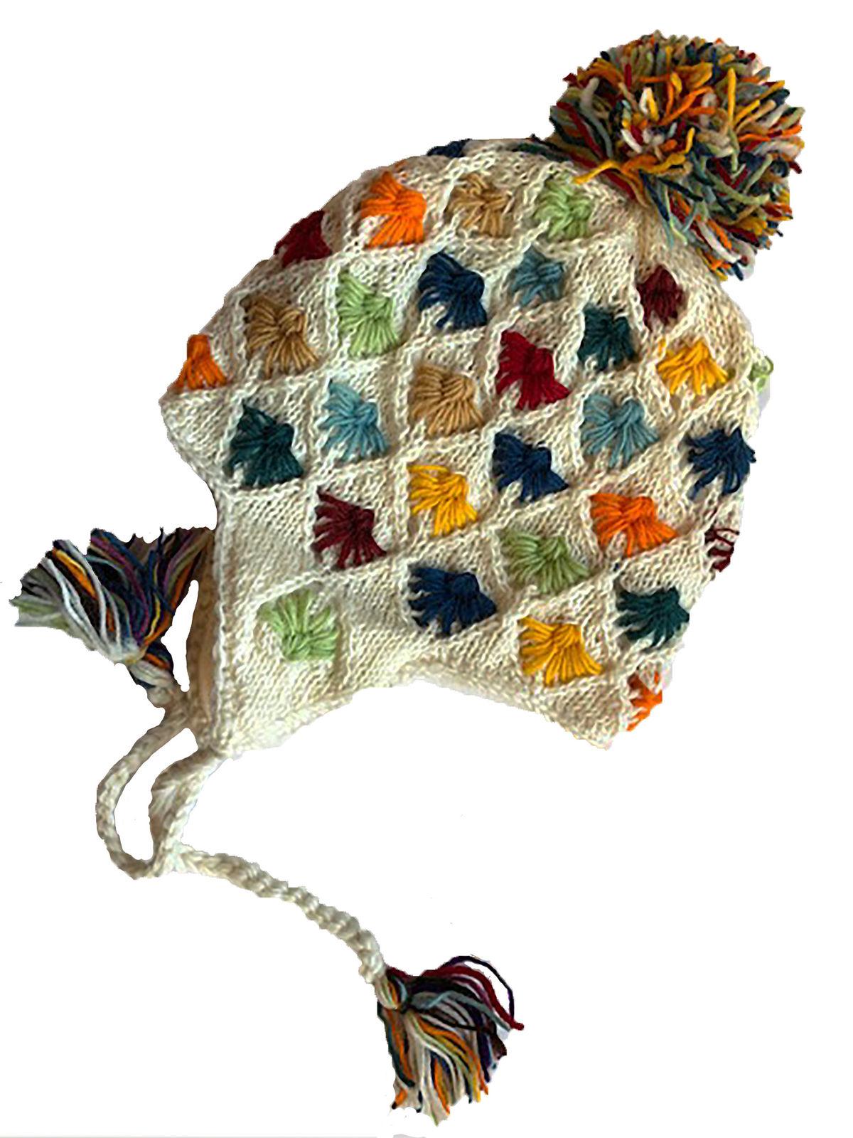 Bonnet péruvien coloré en laine doublé polaire
