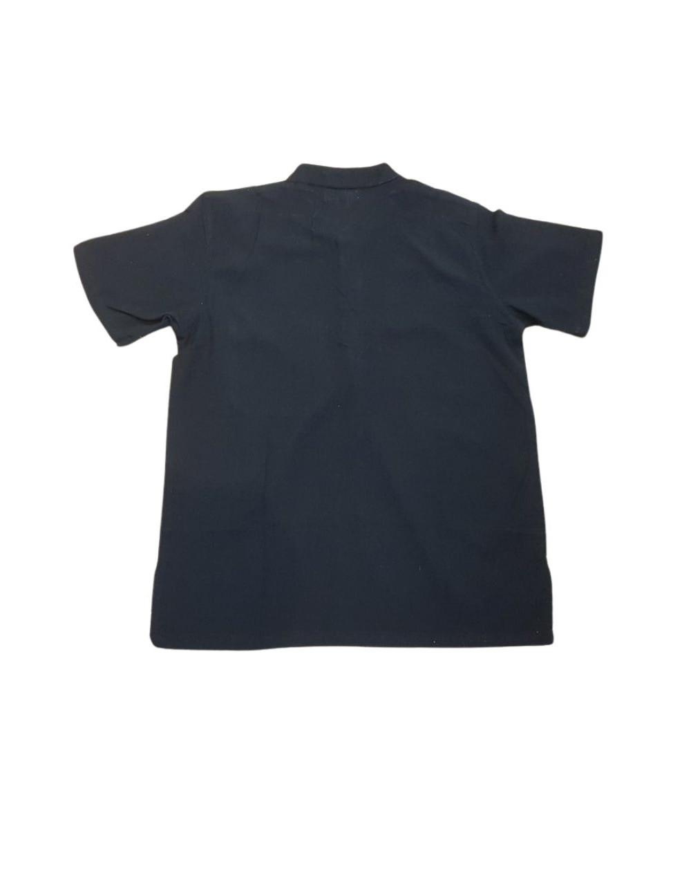 Chemise col mao noir manches courtes