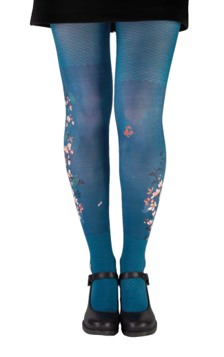 Collants bleu petites fleurs