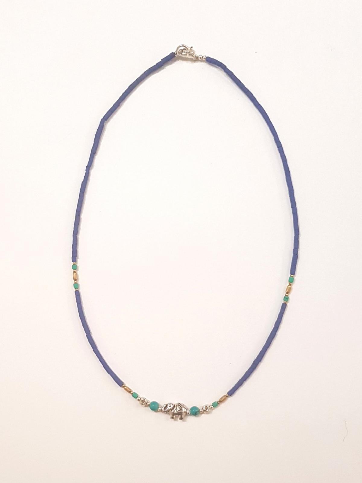 Collier lien bleu éléphant