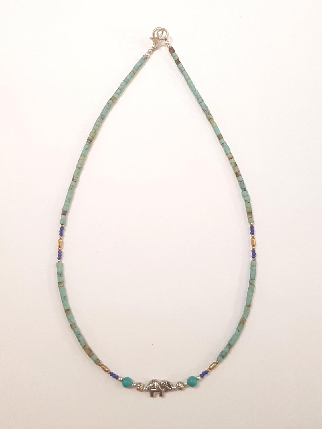 Collier lien turquoise éléphant