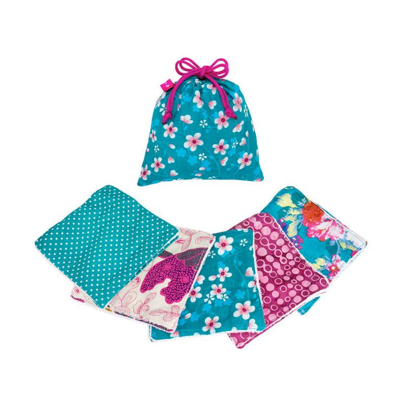 Lot 10 lingettes lavables Akiko bleu