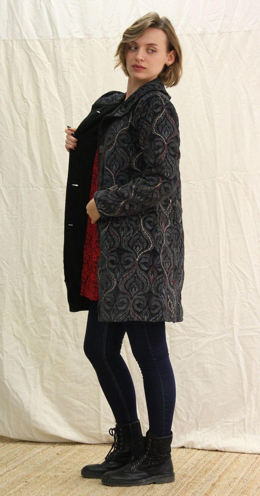 Manteau velours côtelé noir