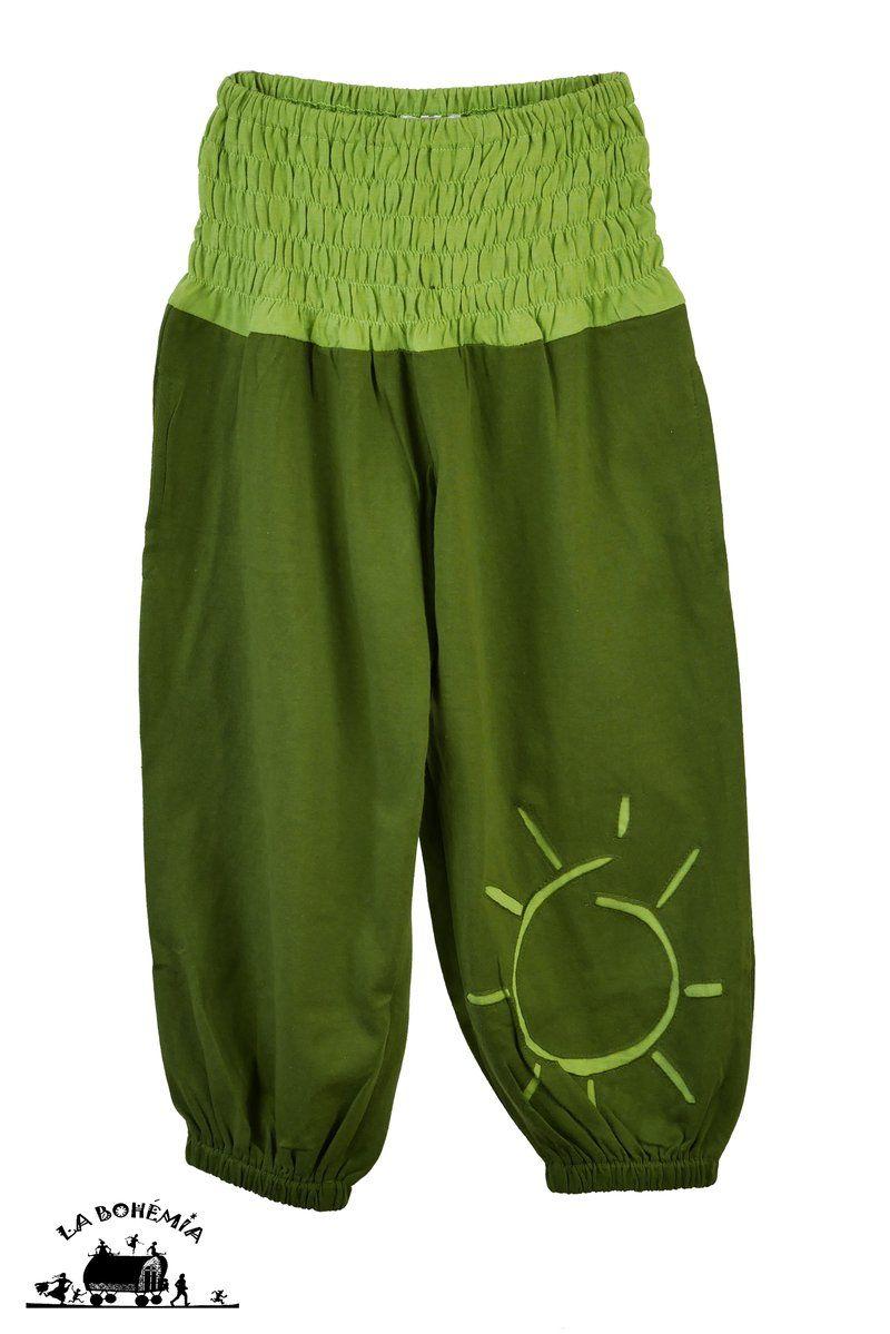Pantalon enfant bouffant vert soleil