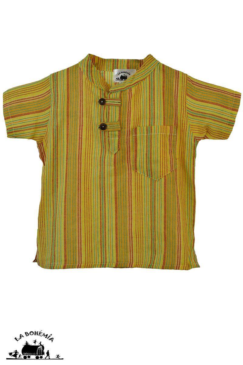 Chemisette enfant jaune à rayure