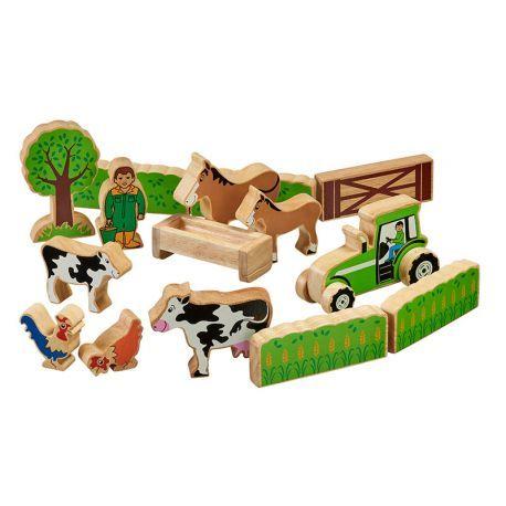 Petit ensemble de la ferme bois naturel peint (15 pièces)