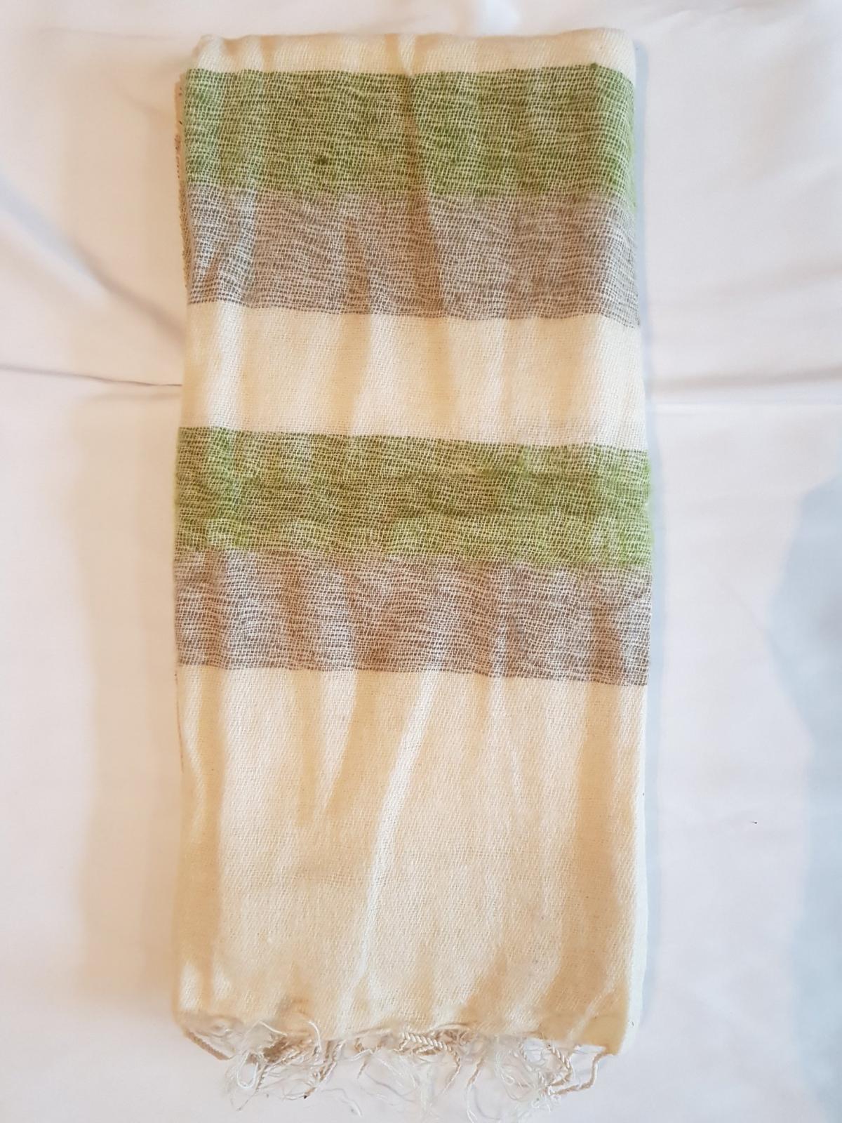 Grand plaid laine à larges rayures vert
