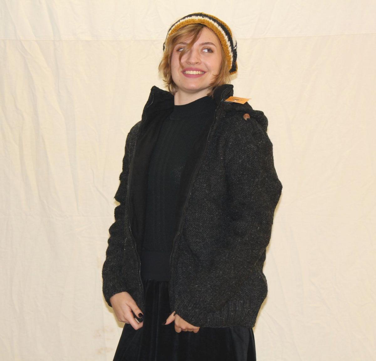 Veste mixte laine noire doublée polaire