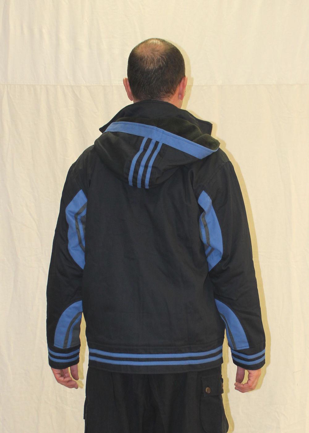 Veste coton bleu et noir doublée polaire