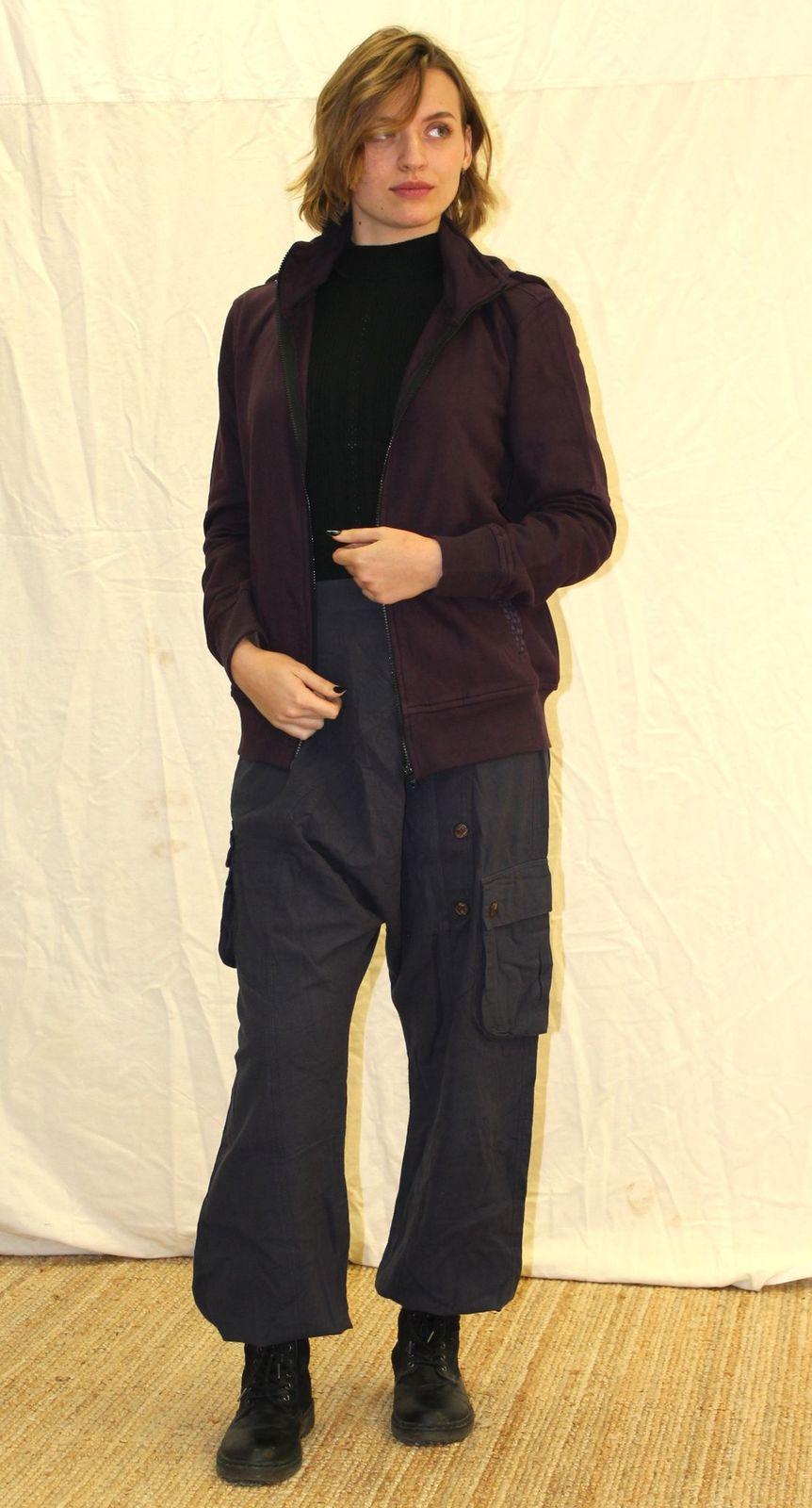 Veste mixte coton couleur prune